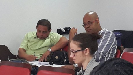 Diretor do Sintsprev-MS​​ participando do encontro com dirigentes em Brasília