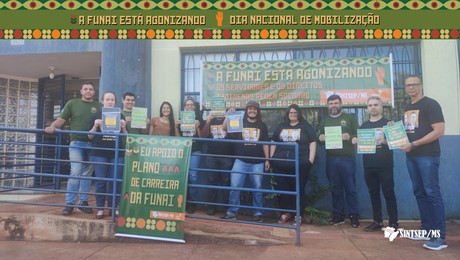 Trabalhadores da Funai em Campo Grande e Dourados protestam pelo PCI e por Demarcação Já!