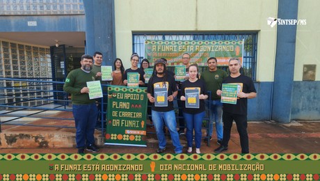 Trabalhadores da Funai em Campo Grande e Dourados protestam pelo PCI e por Demarcação Já!