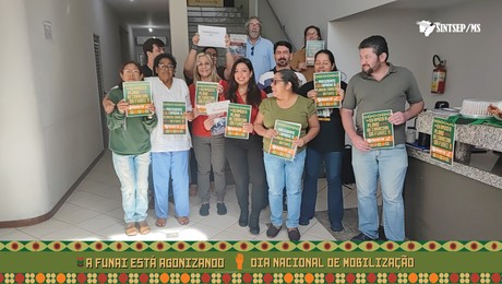 Trabalhadores da Funai em Campo Grande e Dourados protestam pelo PCI e por Demarcação Já!