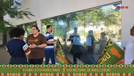 Trabalhadores da Funai em Campo Grande e Dourados protestam pelo PCI e por Demarcação Já!